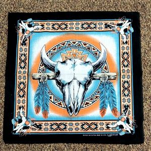 Vintage 80s Southwest Cow Skull RN 15287 Bandana